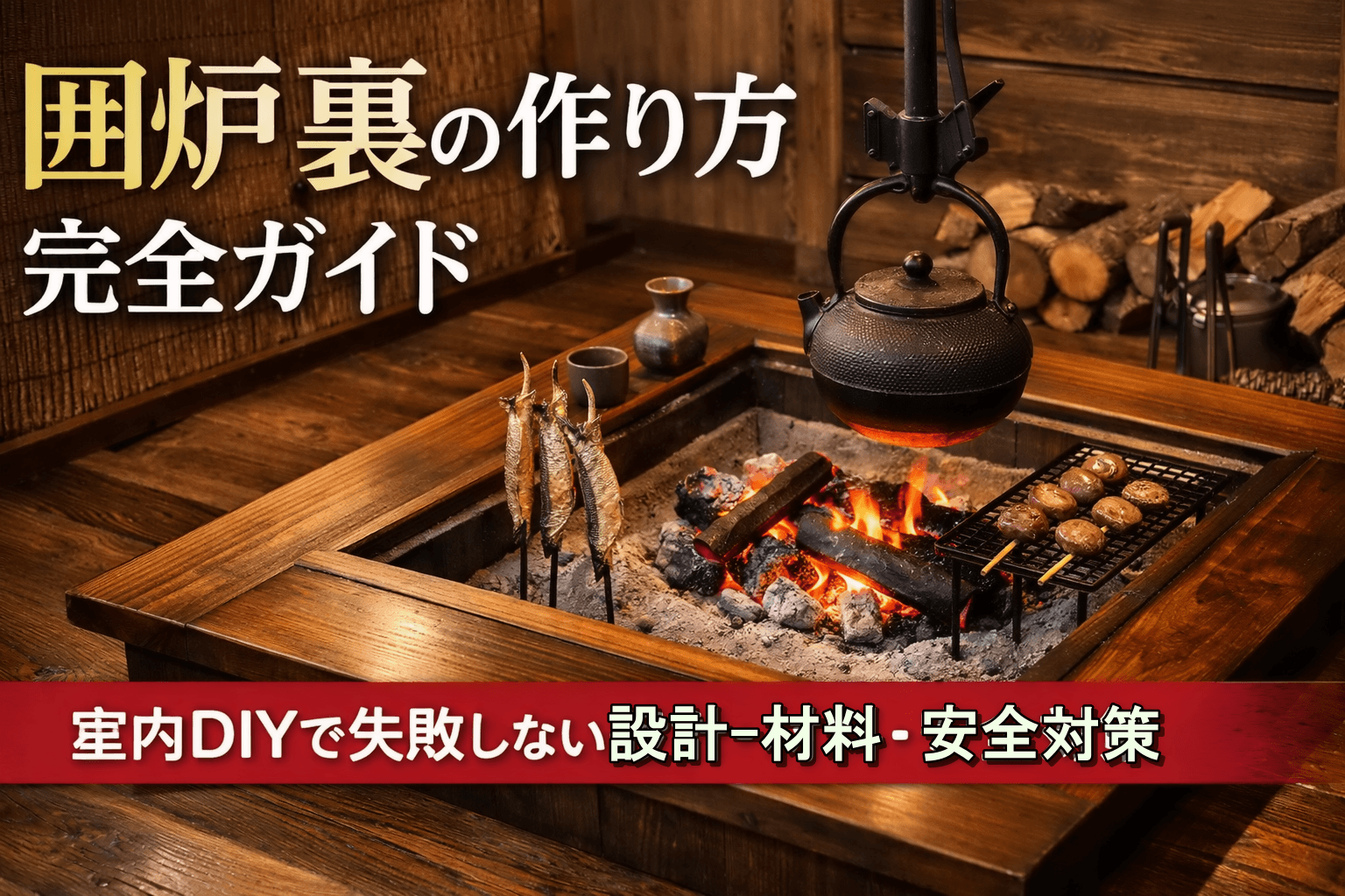 囲炉裏の作り方を初心者にもわかりやすく解説。室内DIYで失敗しないための設計、材料選び、換気・排煙、安全対策、施工手順、メンテナンスまでを総合的にまとめた実践ガイドです。