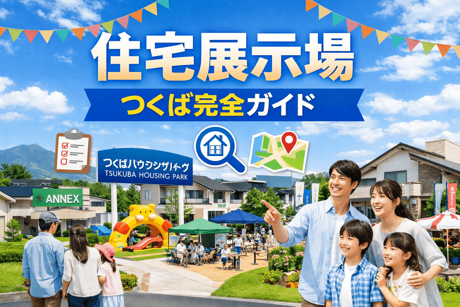 つくば市の住宅展示場を徹底解説。つくばハウジングパーク本館・ANNEXの違い、予約なし見学のコツ、イベント活用法、比較ポイント、アクセス情報まで分かりやすく紹介します。
